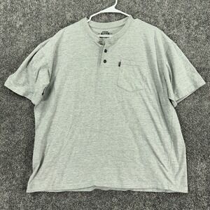 Key Shirt Mens XLR Gray Short Sleeve Henley Workwear Pocket Logo Casual City